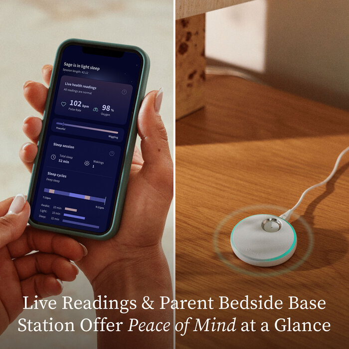 Owlet Dream Sock FDA-Cleared Smart Baby Monitor, Mint, large