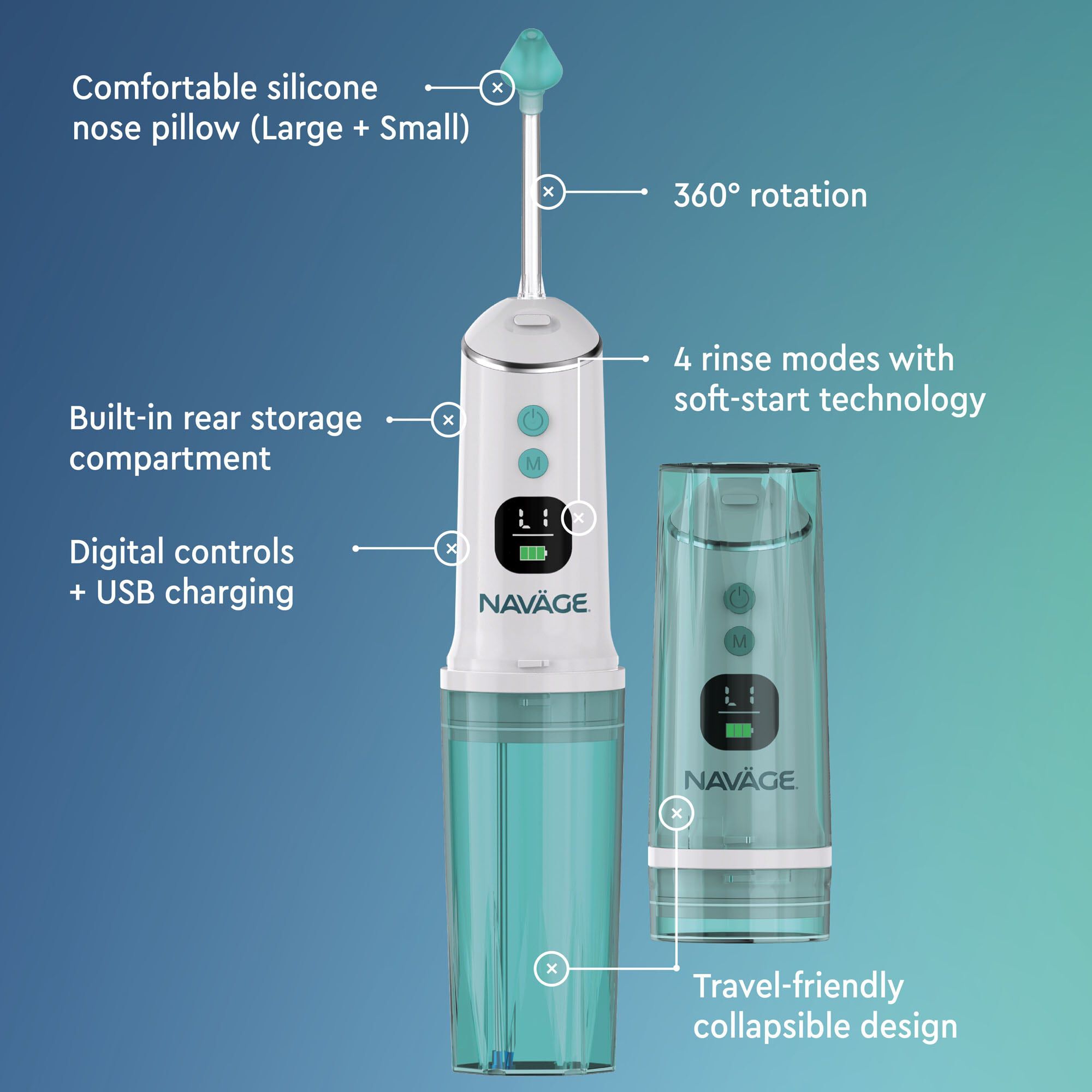 Navage® Portable Powered Nose Cleaner Bundle, , large