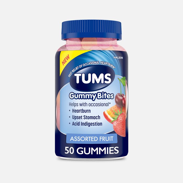 TUMS Antacid Gummy Bites, Assorted Fruit, 50 ct., , large