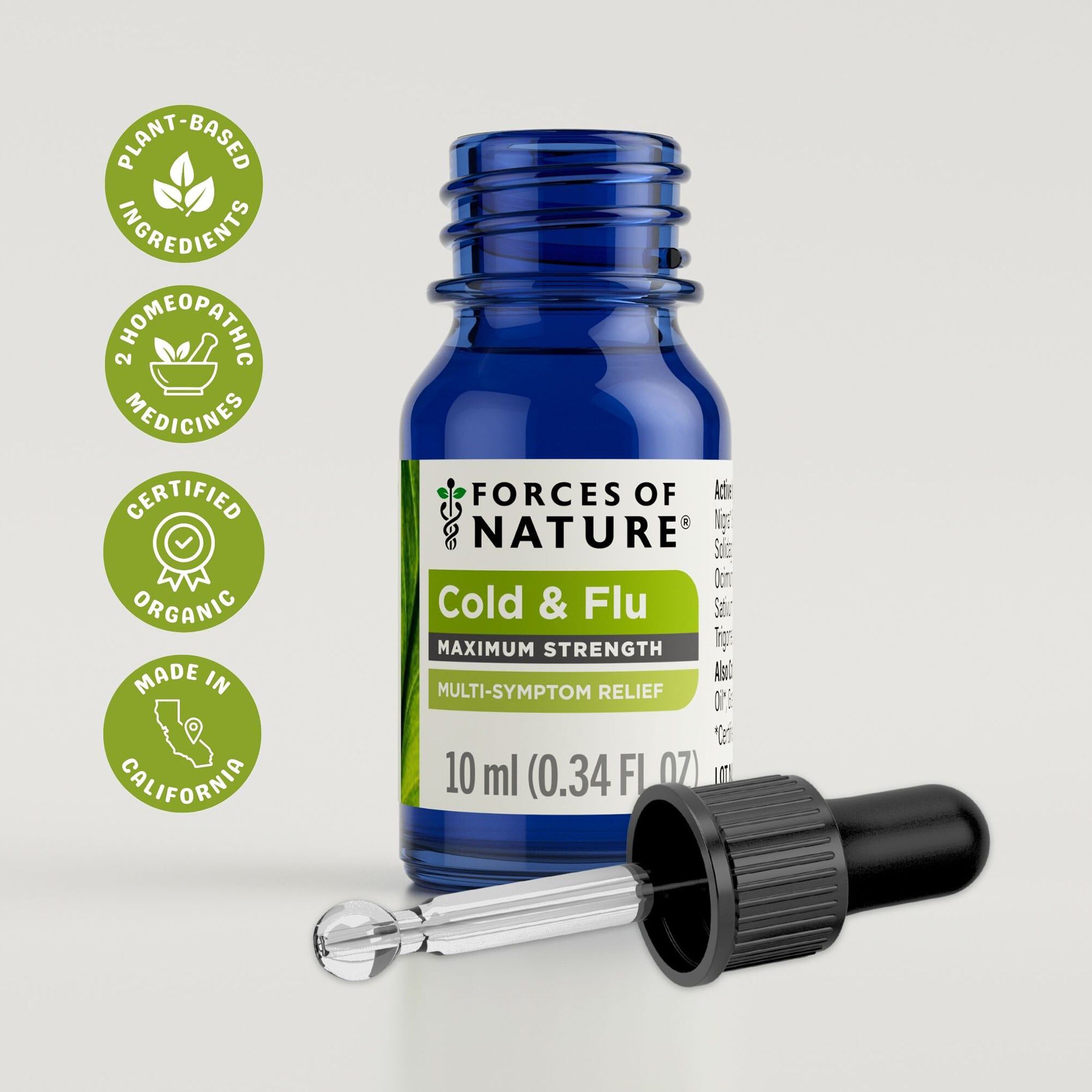 Forces of Nature Cold and Flu Maximum Strength Sublingual Drops, 10ml, , large