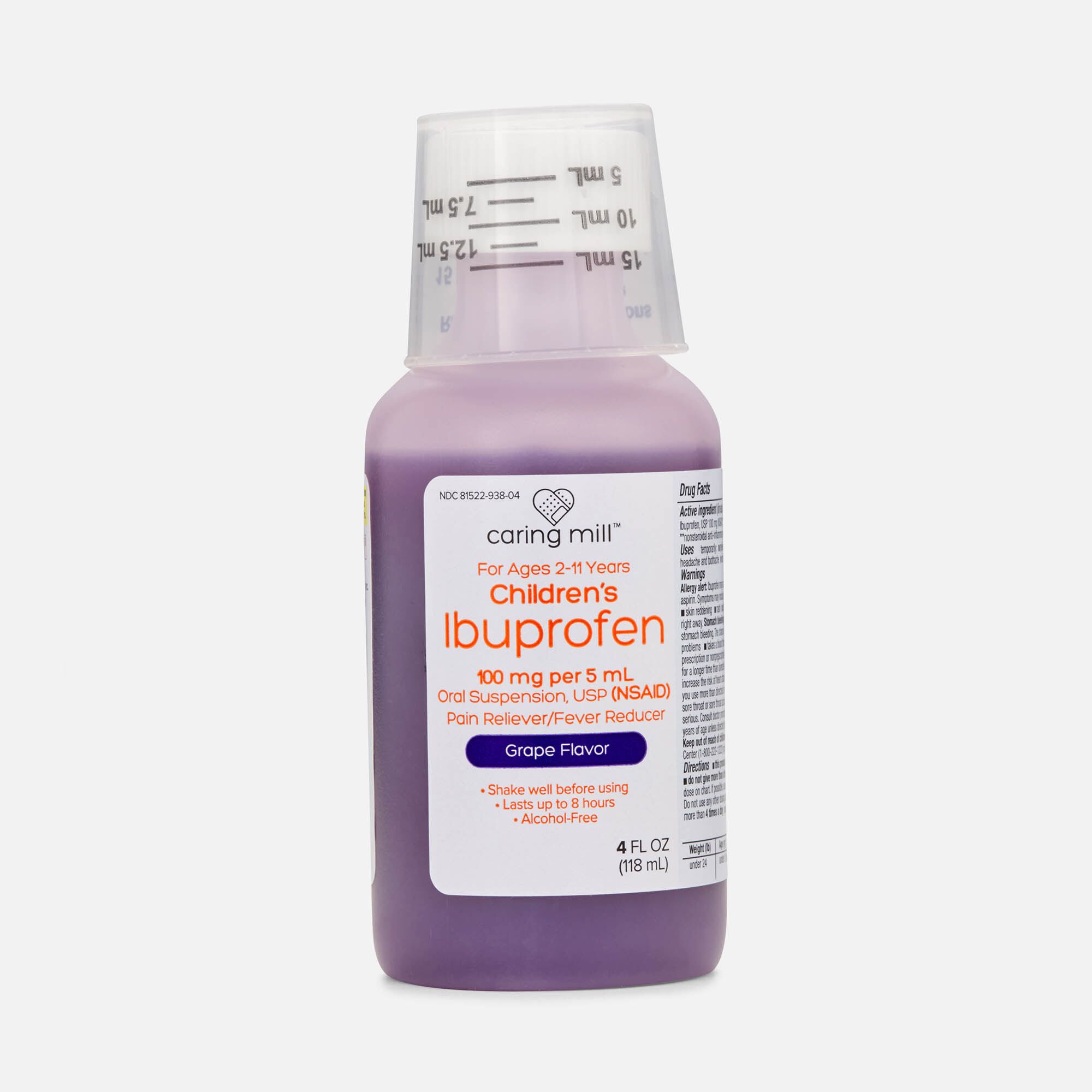 Caring Mill™ Children’s Ibuprofen Pain Reliever/Fever Reducer Liquid, Grape, 4 fl oz., , large