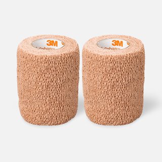Nexcare No Hurt Self-Adherent Wrap, 3 in x 80 in, Tan (2-Pack)