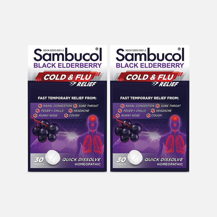 Sambucol Black Elderberry Cold and Flu Relief Tablets, 30 ct. (2-Pack), , large