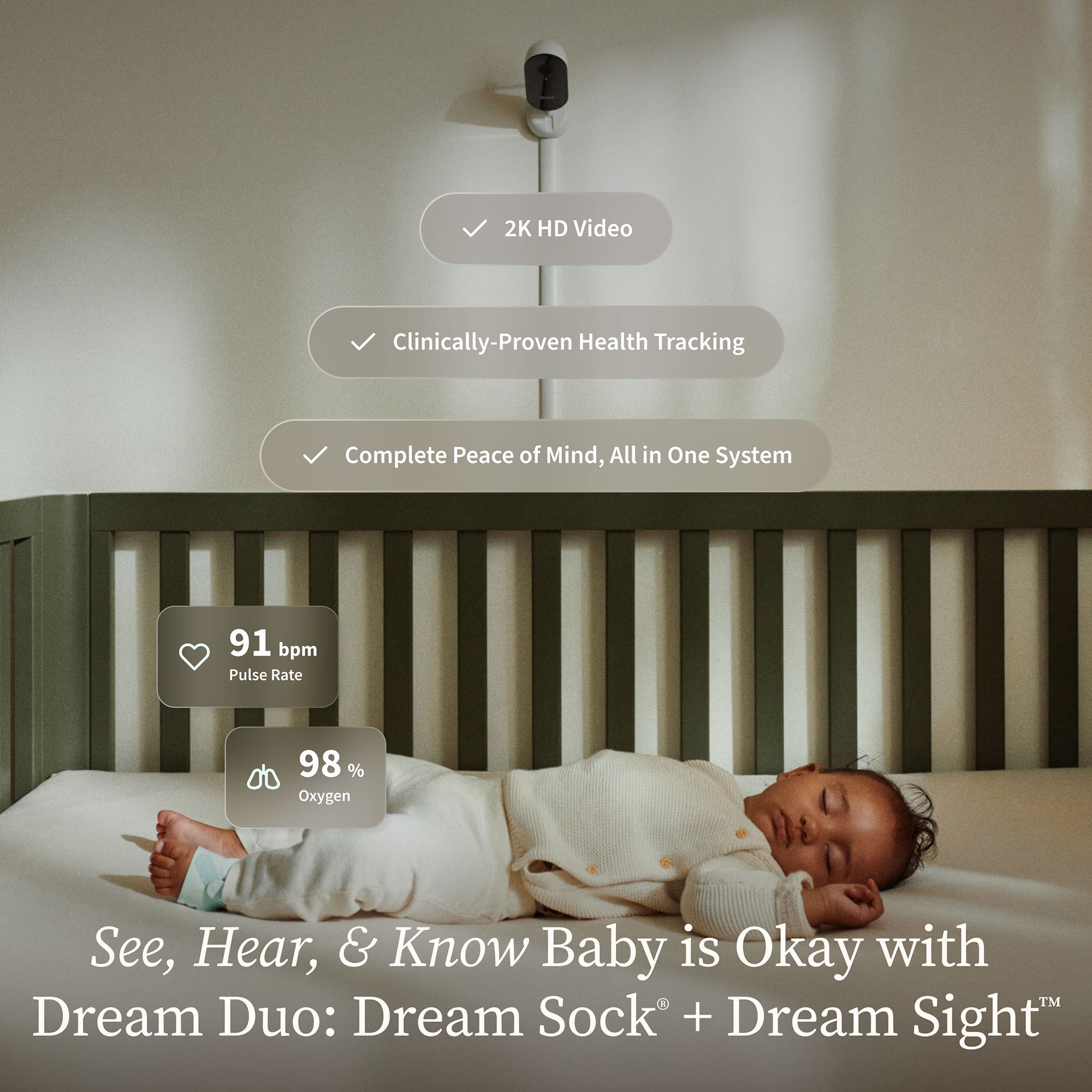 Owlet Dream Duo™ Smart Baby Monitoring System, 3rd Generation, Mint, large