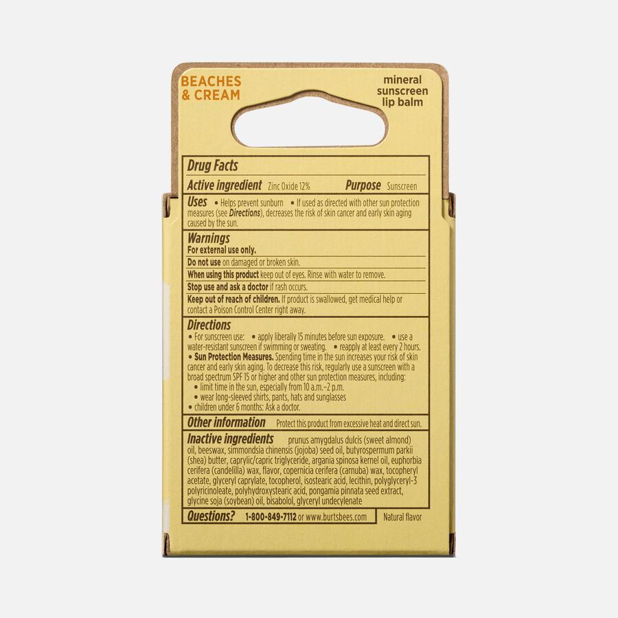 Burt&rsquo;s Bees Sun Care Beaches and Cream Lip Balm SPF 30, 3-Pack, 0.15 oz., , large image number 1