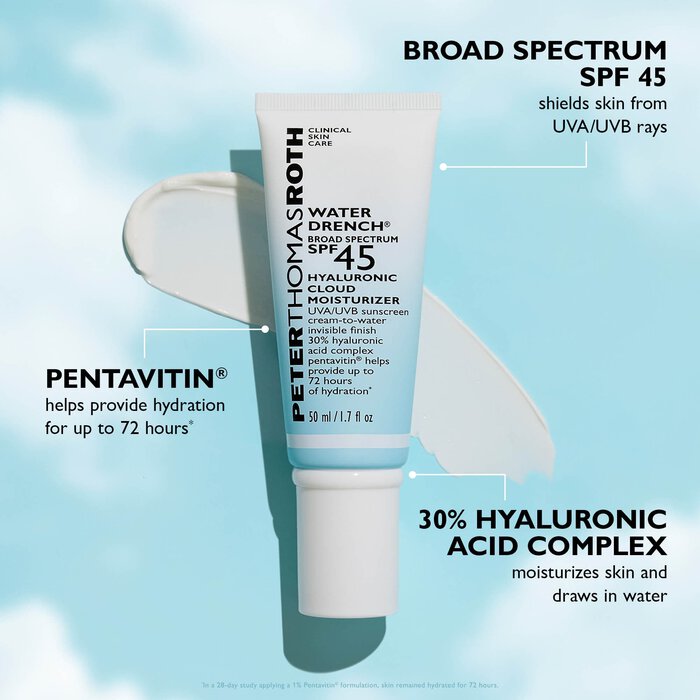 Peter Thomas Roth Water Drench Broad Spectrum Hyaluronic Cloud Moisturizer, SPF 45, 1.7 oz., , large