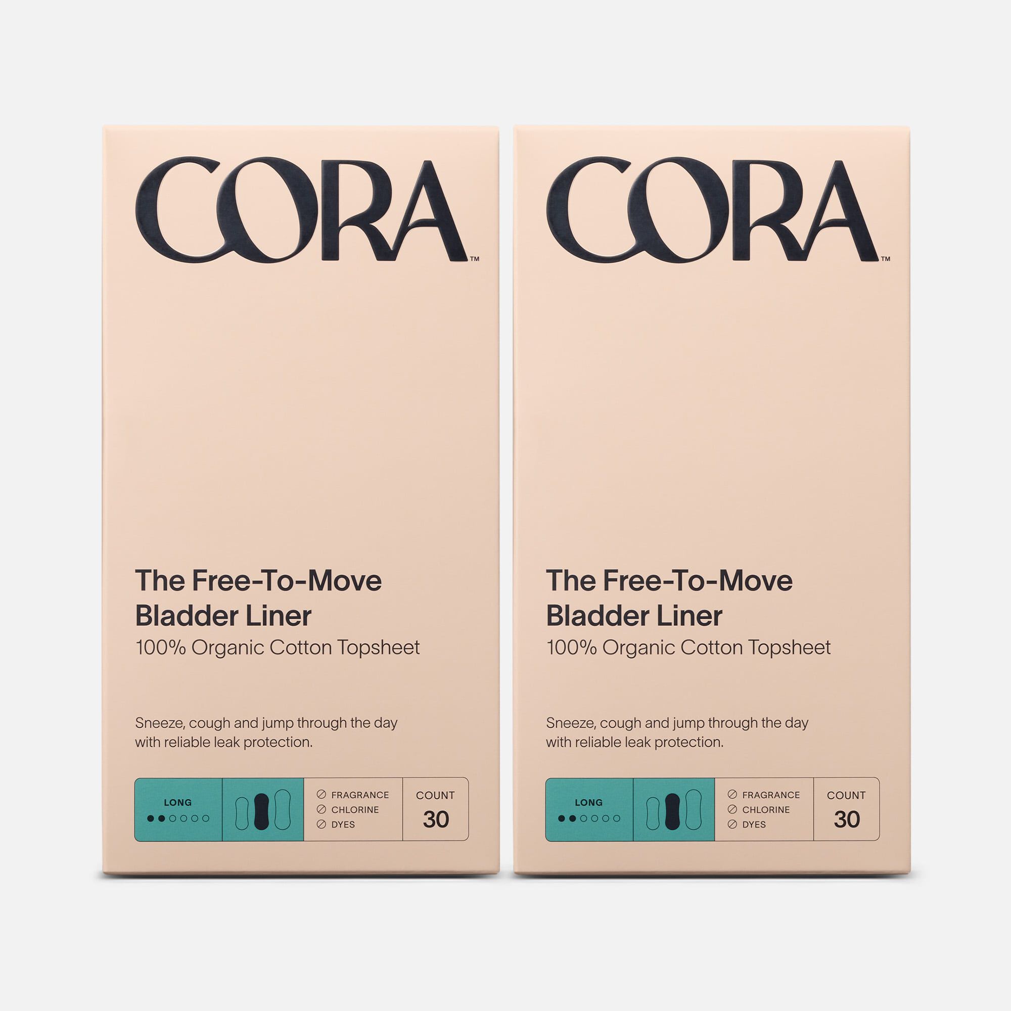 Cora Organic Bladder Long Liners, 30 ct. (2-Pack), , large