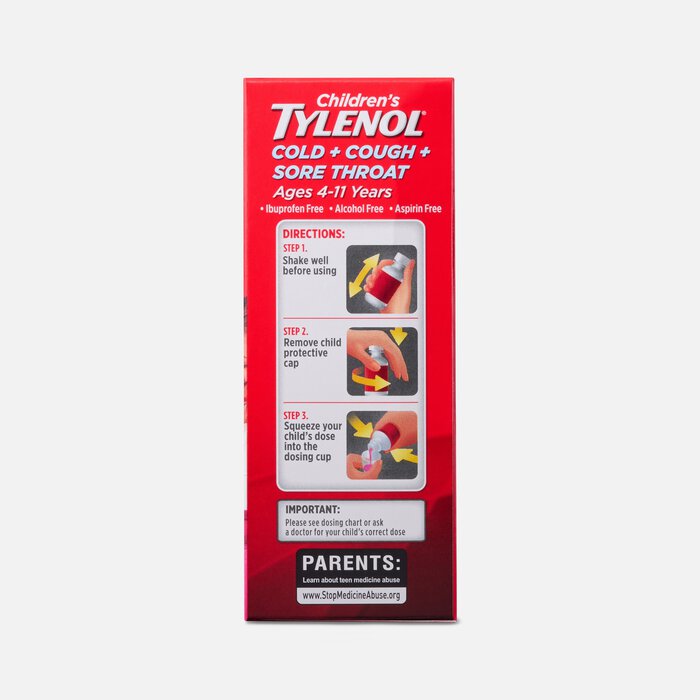 Children's Tylenol Cold + Cough + Sore Throat, Bubblegum Flavor, 4 fl oz., , large