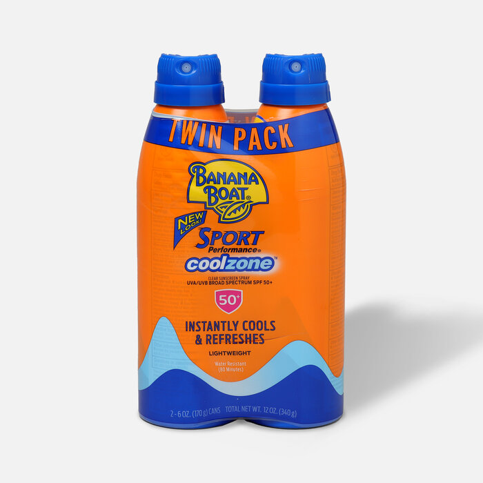 Banana Boat Sport CoolZone Clear Sunscreen Spray SPF 50, 6 oz. - Twin Pack, , large