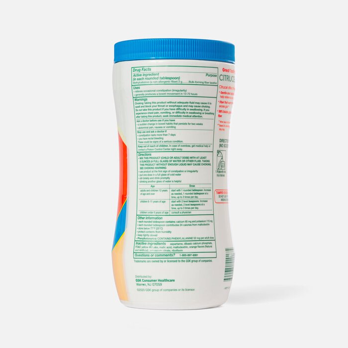 Citrucel Sugar Free Orange Flavor Methylcellulose, Fiber Therapy Powder for Regularity, 16.9 oz., , large