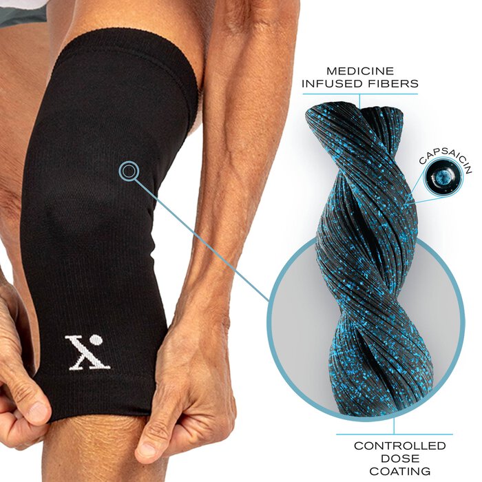 Nufabrx Knee Compression Sleeve with Pain-Relieving Medicine, , large