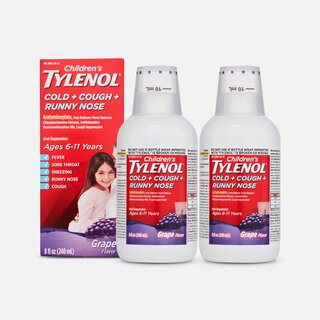 Children's Tylenol Cold + Cough + Runny Nose Relief Liquid, Grape, 8 fl oz. (2-Pack)