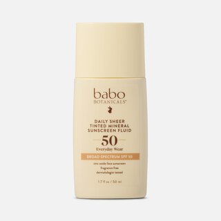 Babo Botanicals Daily Sheer Tinted Mineral Sunscreen Fluid, SPF 50, 1.7 fl oz.