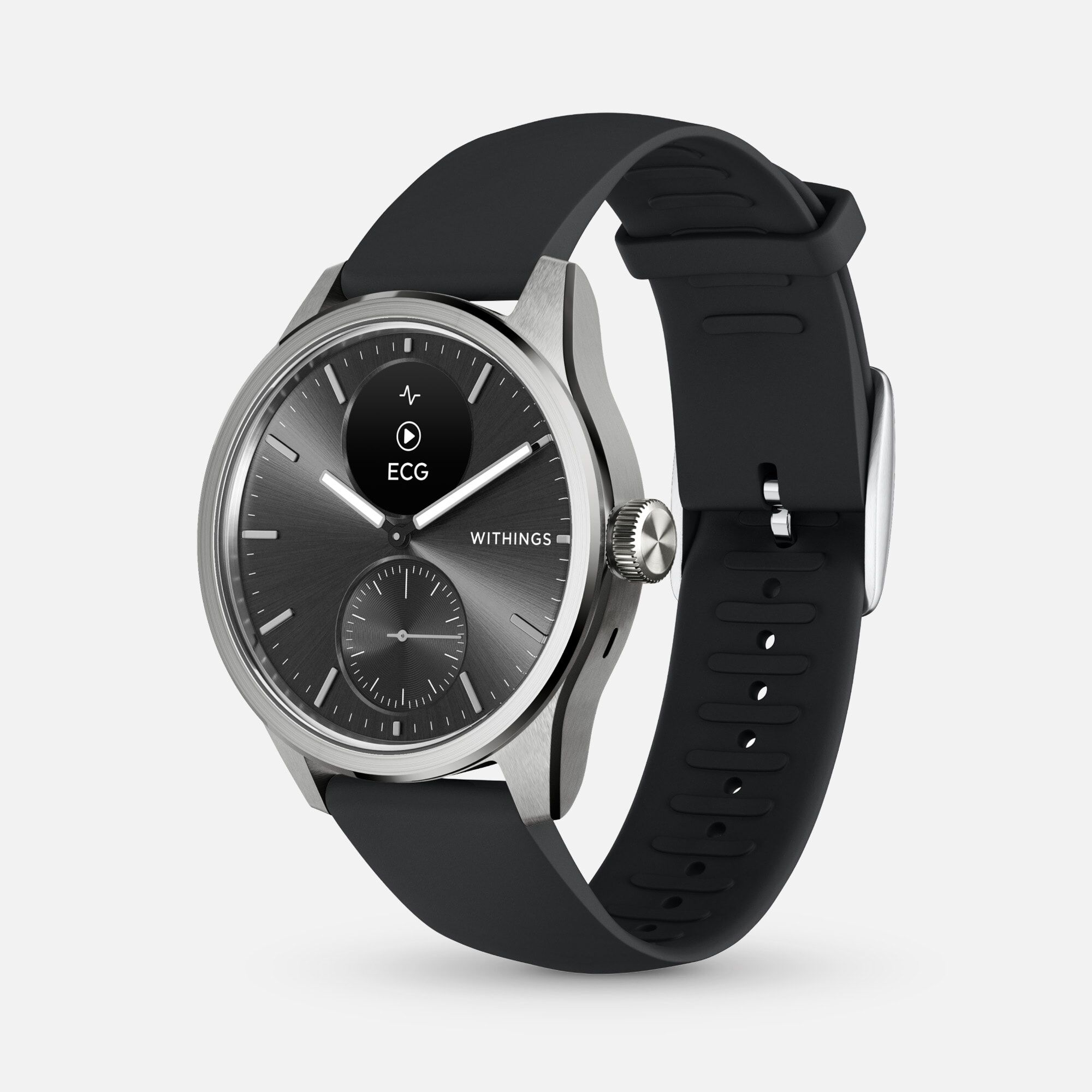 Withings ScanWatch 2 Smart Wearable Health Tracker, 42mm, Black, , large