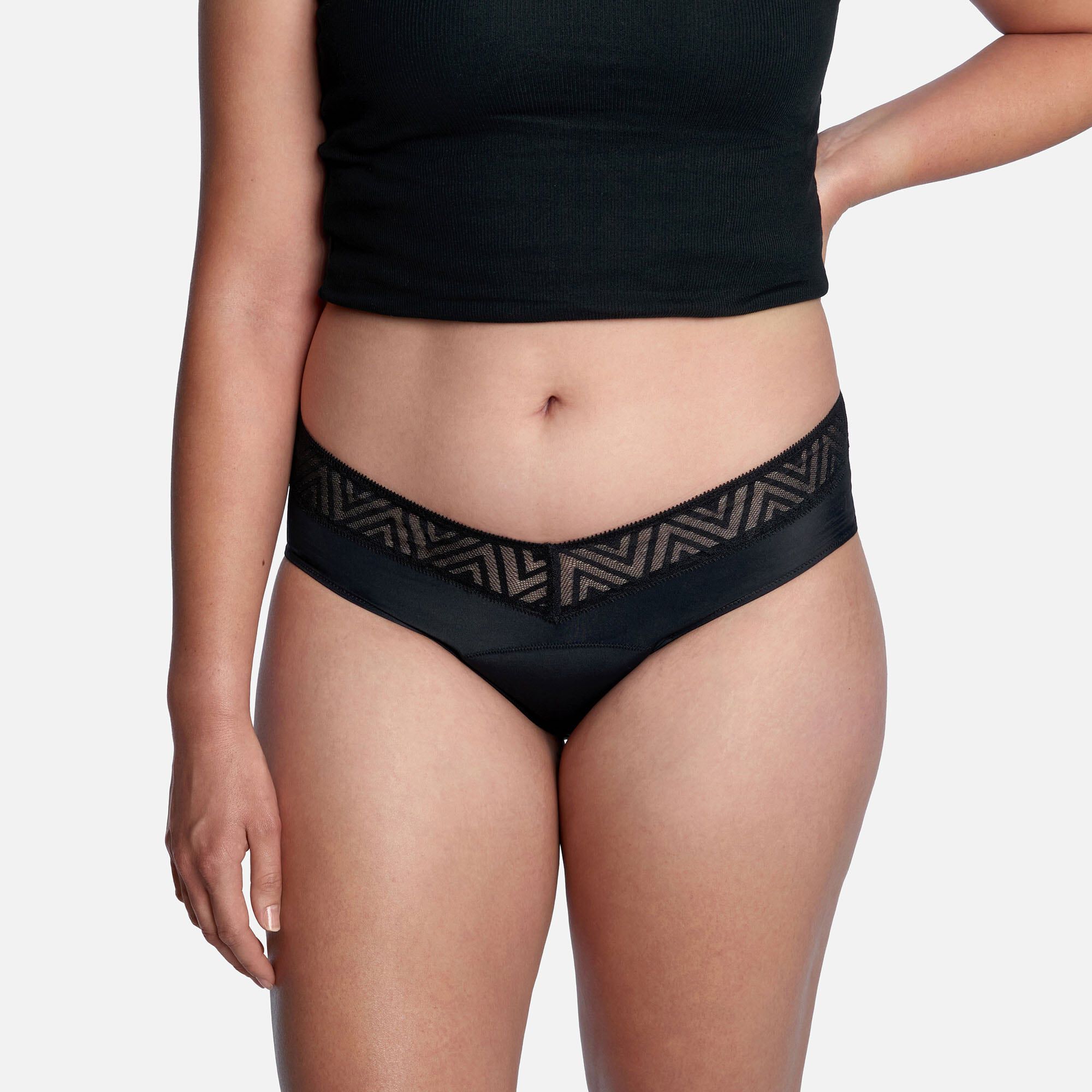 Thinx Comfort Stretch Hiphugger Period Underwear, Black, , large