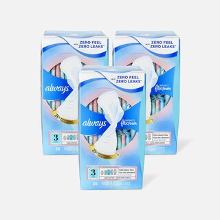 Always Infinity FlexFoam Pads for Women Size 3 Extra Heavy Flow Absorbency, with Wings Unscented, 28 ct. (3-Pack)