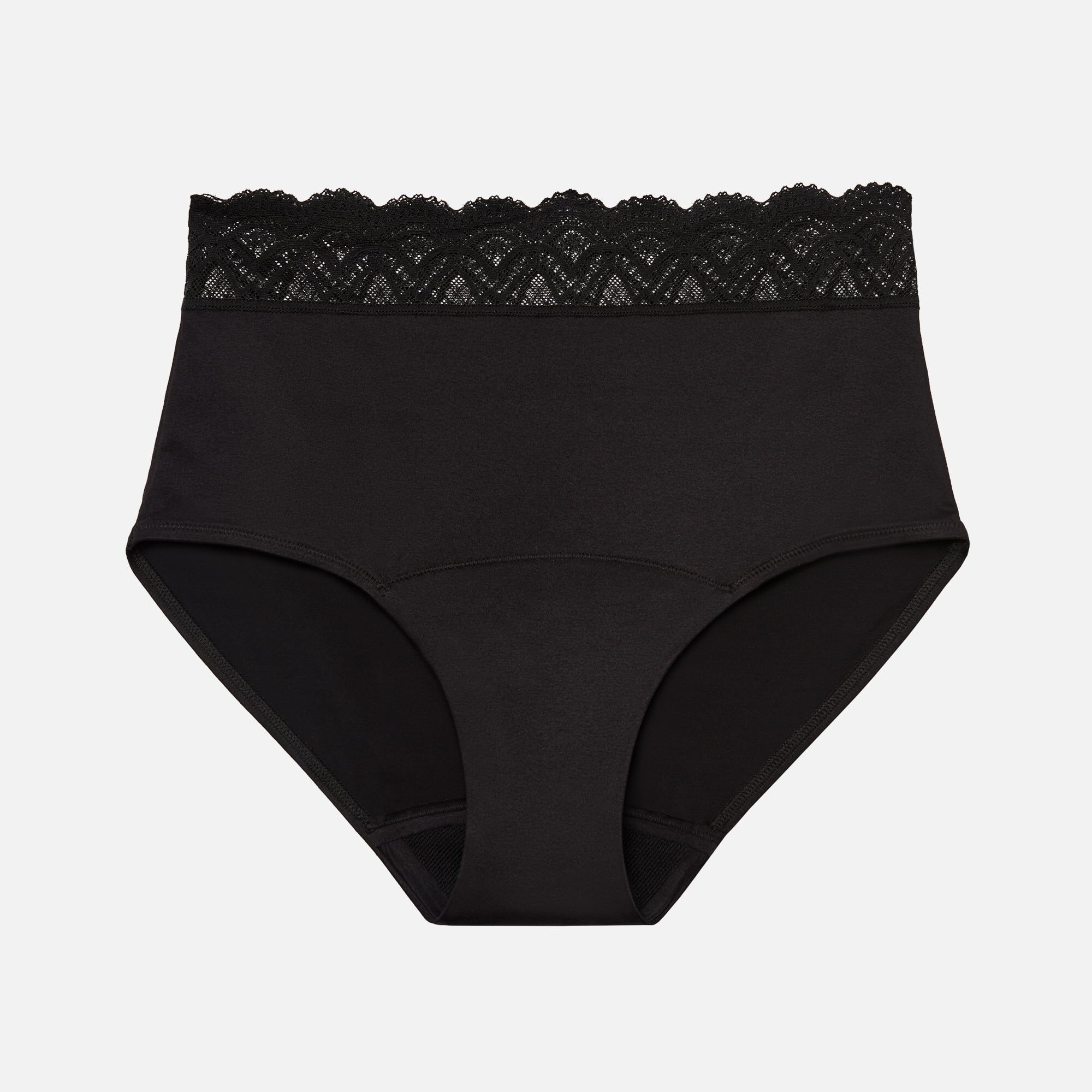 Thinx For All Leaks Signature Lace Very Light Hi-Waist Incontinence Underwear, Black, , large