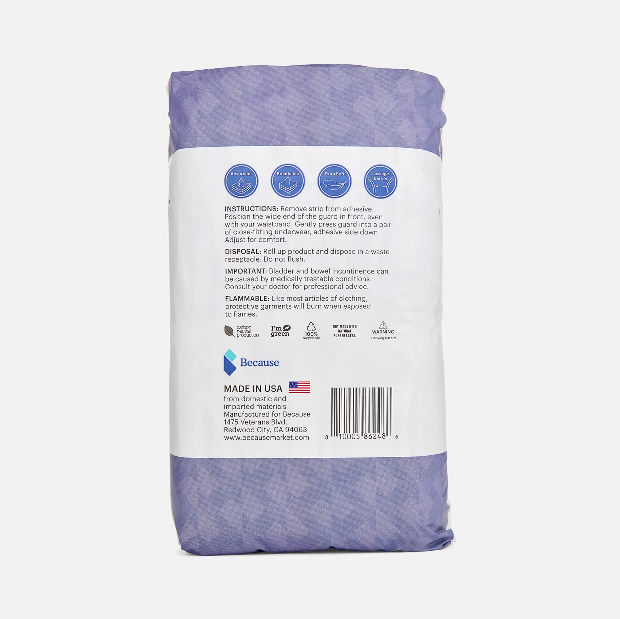 Because Premium Guards Bladder Control for Men, Maximum Absorbency, 20 ct., , large