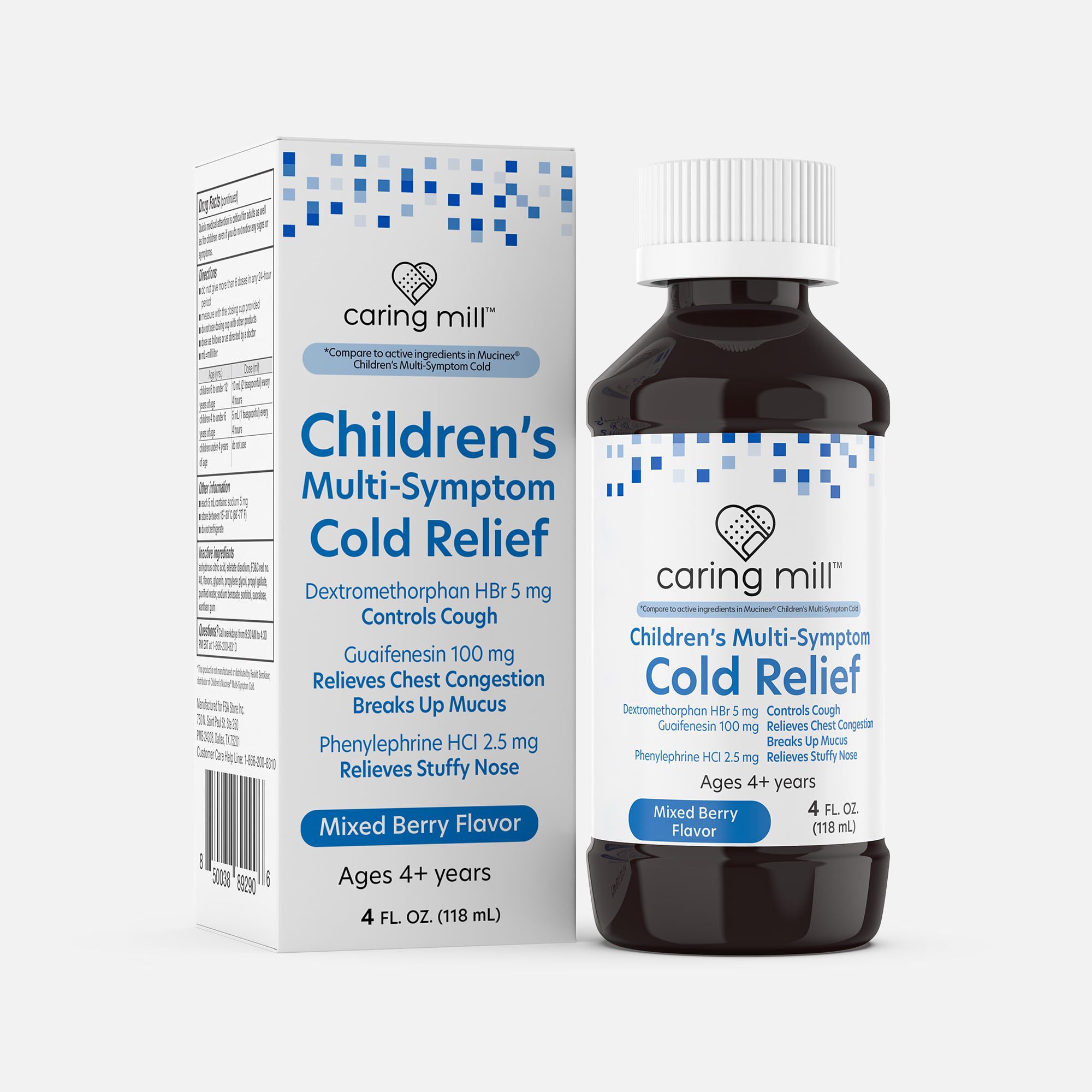 Caring Mill™ Children's Multi-Symptom Cold Relief Liquid, Mixed Berry, 4 fl oz., , large