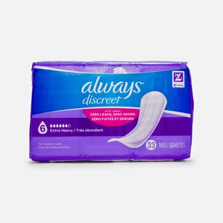 Always Discreet Extra Heavy Incontinence Pads, Regular, 33 ct.