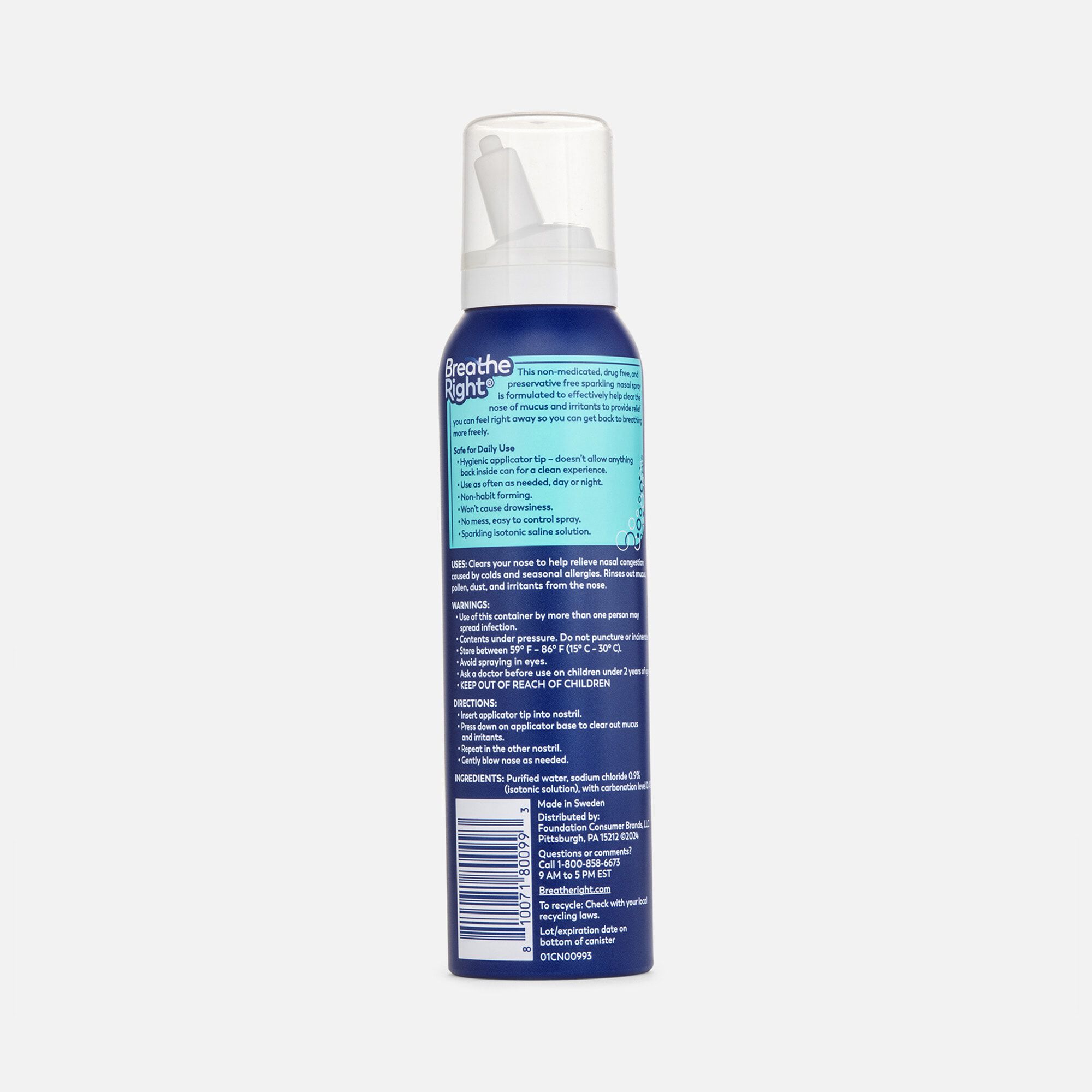 Breathe Right Sparkling Saline Nasal Rinse Spray, 4 oz., , large