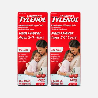 Tylenol Children's Pain & Fever Reliever Liquid, Dye-Free, Cherry, 4 fl oz. (2-Pack)
