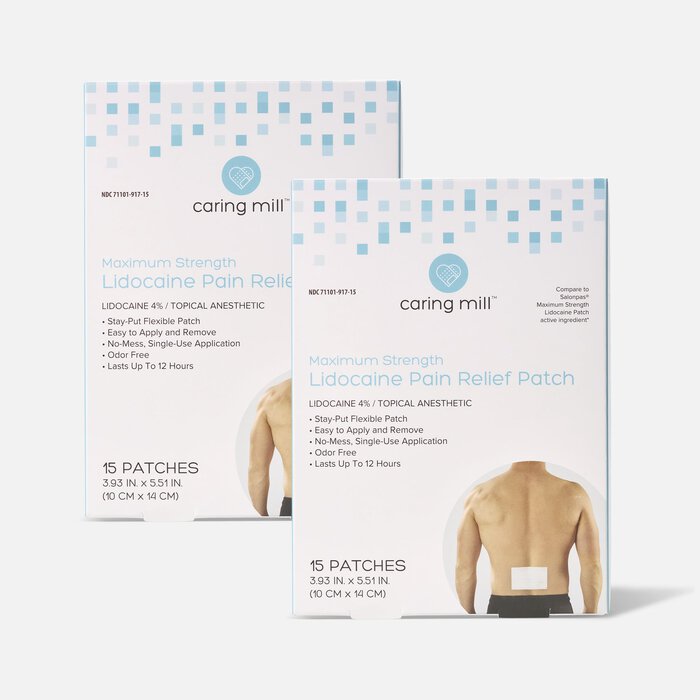 Caring Mill™ Maximum Strength Lidocaine Pain Relief Patches, 15 ct. (2-Pack), , large