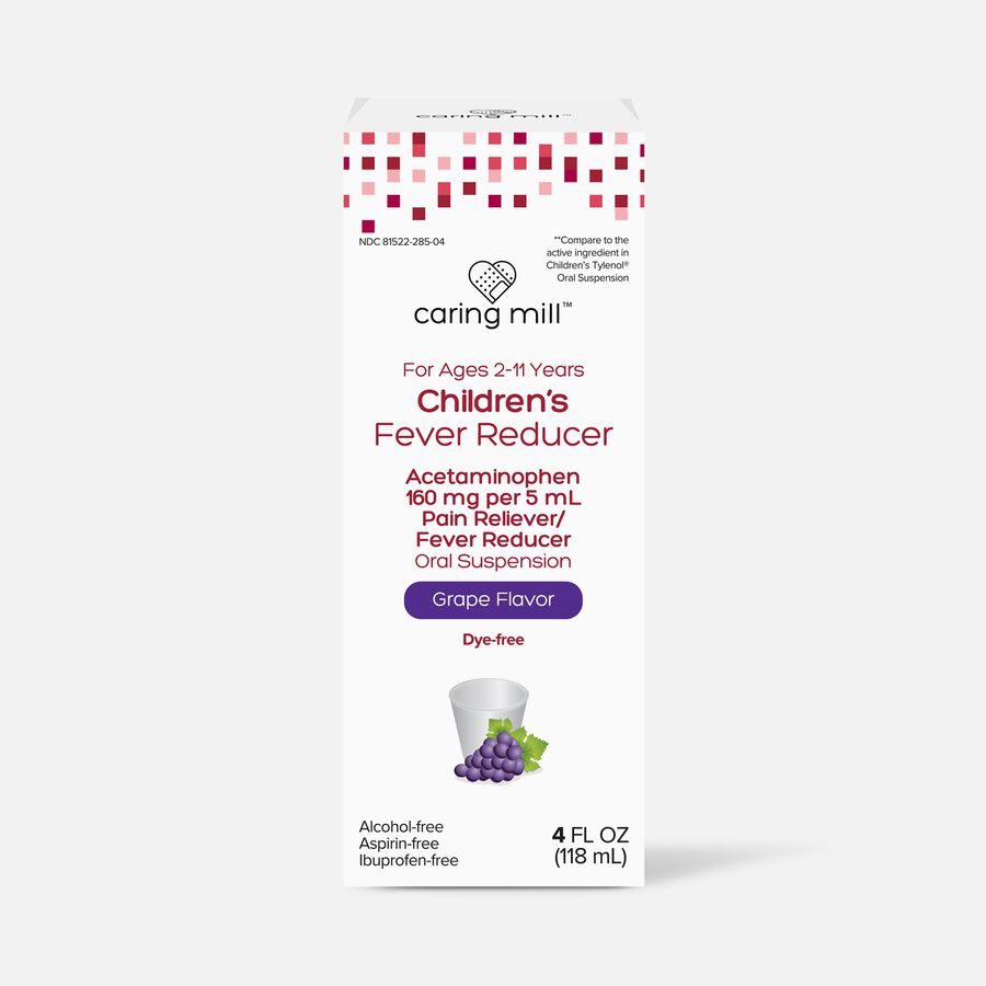 Caring Mill™ Children’s Acetaminophen Pain Reliever/Fever Reducer Liquid, Grape, 4 fl oz., , large image number 0