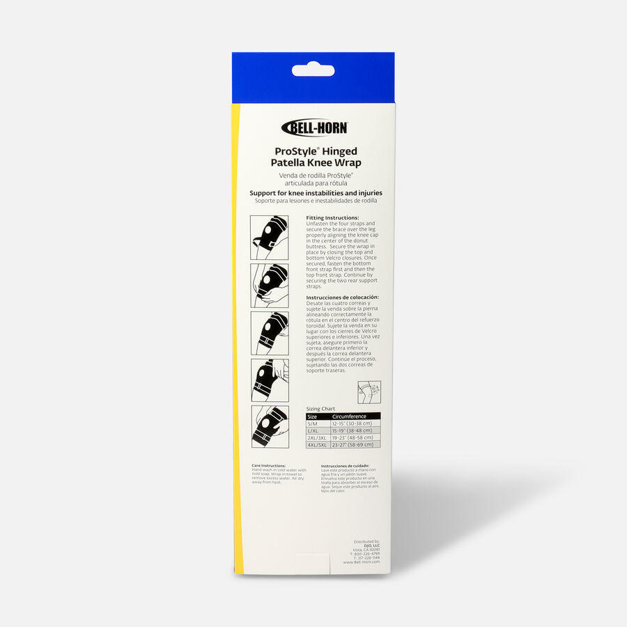 Bell-Horn ProStyle Hinged Patella Knee Wrap, Black, , large image number 1