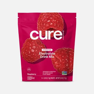 Cure Hydrating Electrolyte Drink Mix Pouches, Raspberry, 14 ct