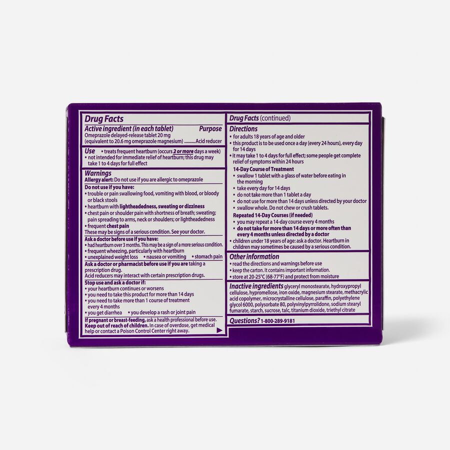 Prilosec OTC Heartburn Relief and Acid Reducer Tablets, 42 ct., , large image number 1