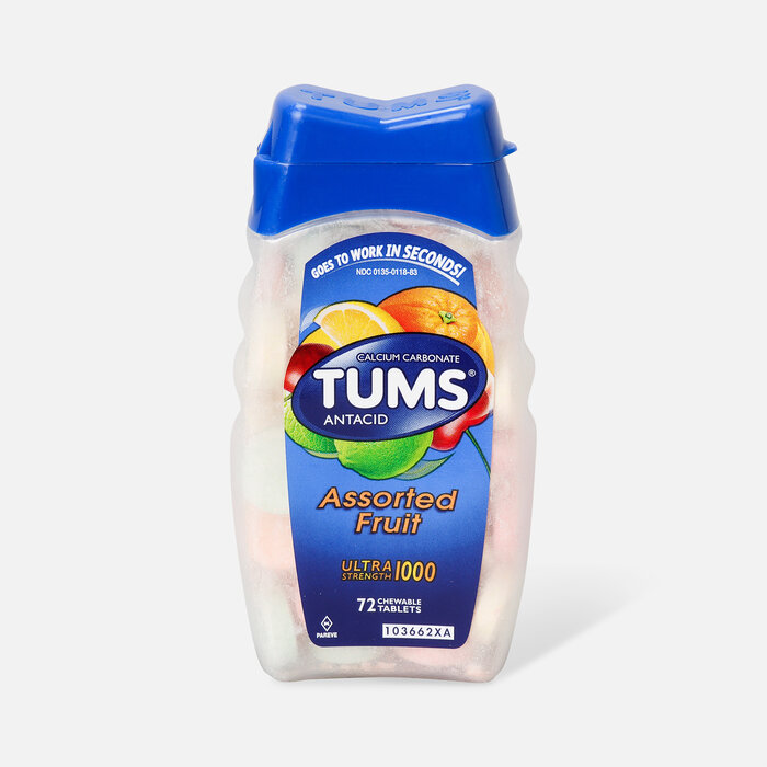 TUMS Ultra Strength Assorted Fruit Antacid Chewable Tablets for Heartburn Relief, 72 ct., , large