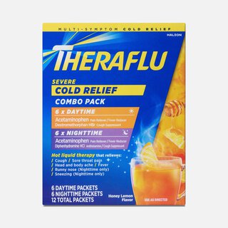 Theraflu Multi-Symptom Severe Cold Relief Day & Night Powder, Honey Lemon, 12 ct .