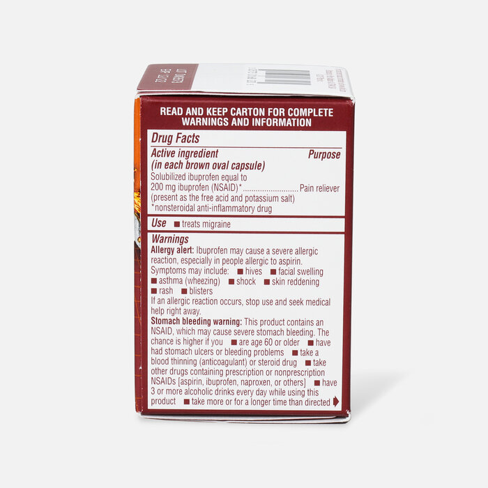 Advil Migraine Pain Reliever and Fever Reducer Liquid Filled Capsules, 200 mg, 20 ct., , large