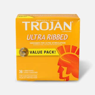 Trojan Ultra Ribbed Lubricated Latex Condoms, 36 ct.