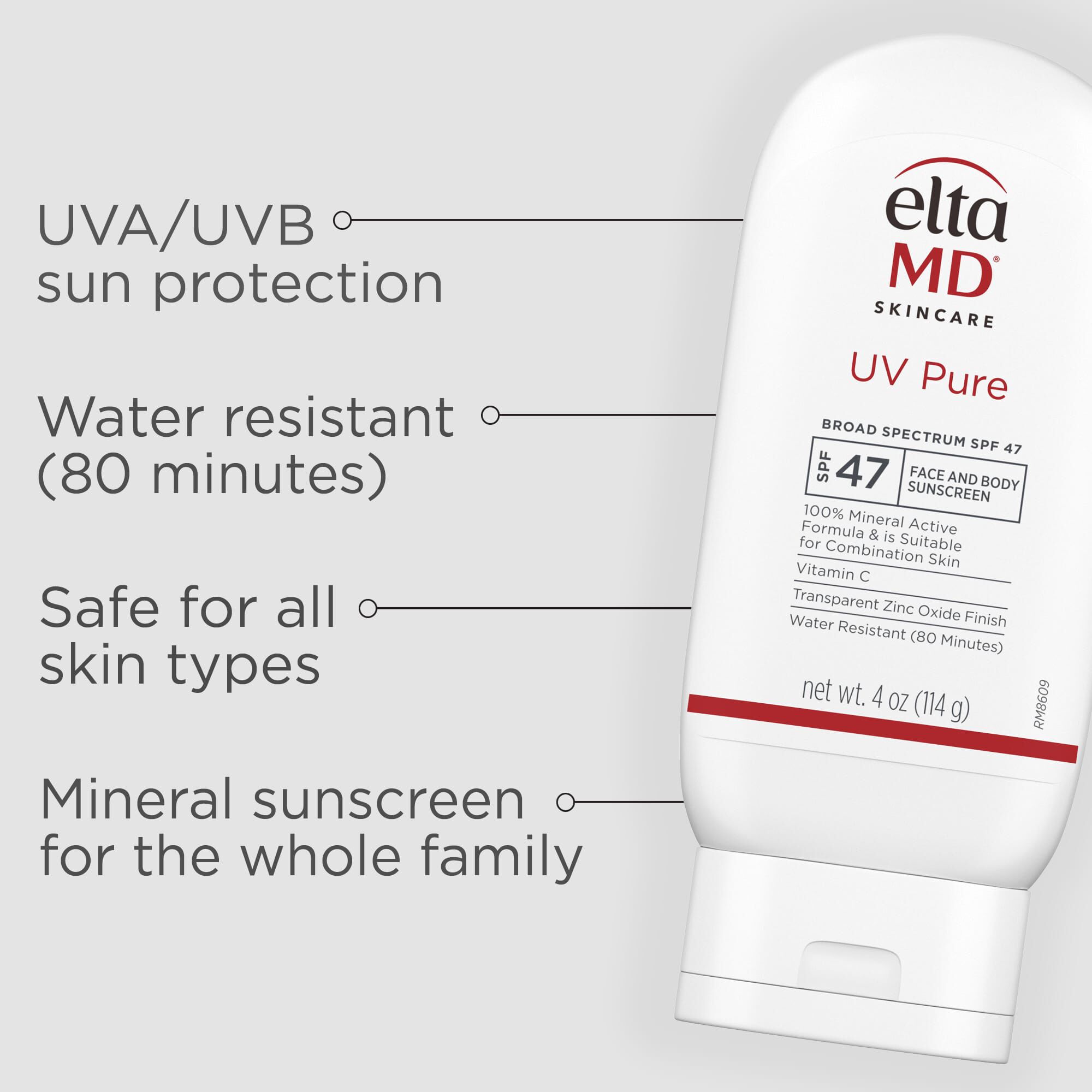 EltaMD UV Pure Broad-Spectrum Mineral Face & Body Sunscreen, SPF 47, 4 oz., , large