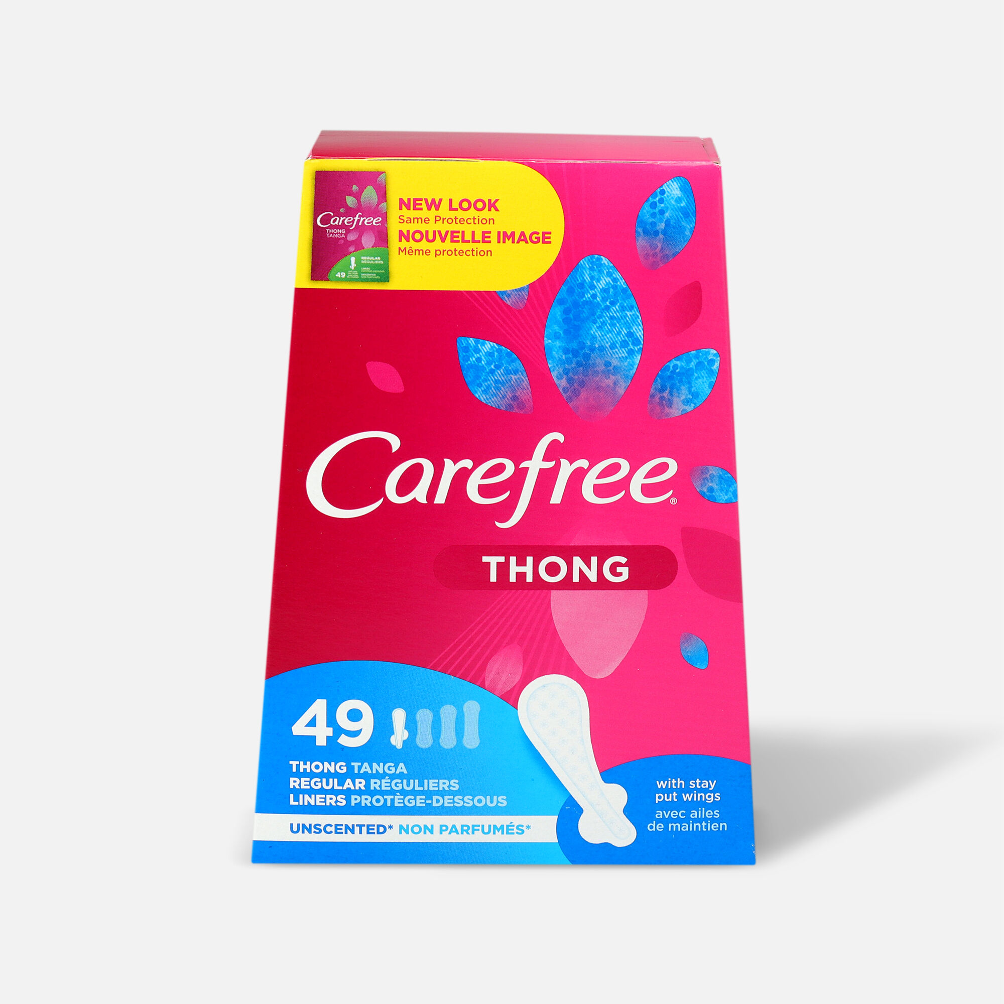 Carefree Thong Pantiliners, Unscented, 49 ct., , large