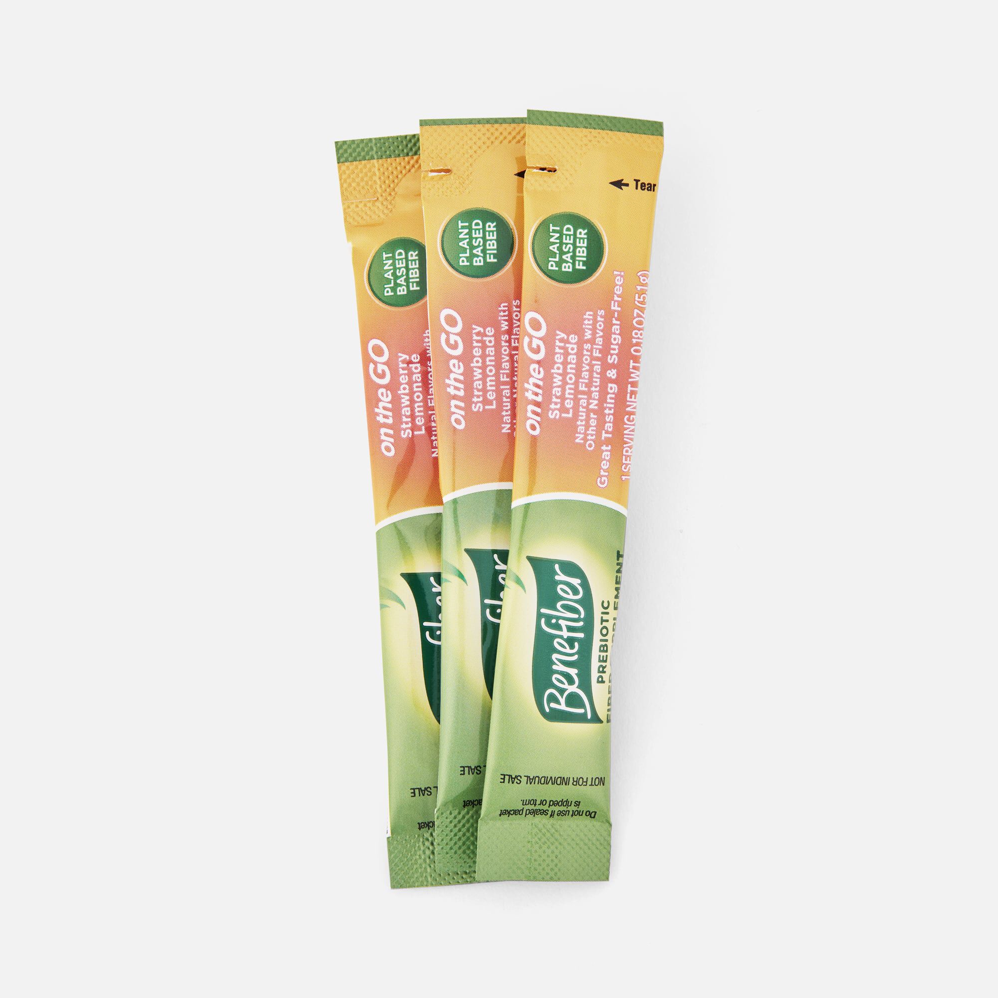 Benefiber On The Go Prebiotic Daily Fiber Supplement Powder Sticks, Strawberry Lemonade, 24 ct., , large