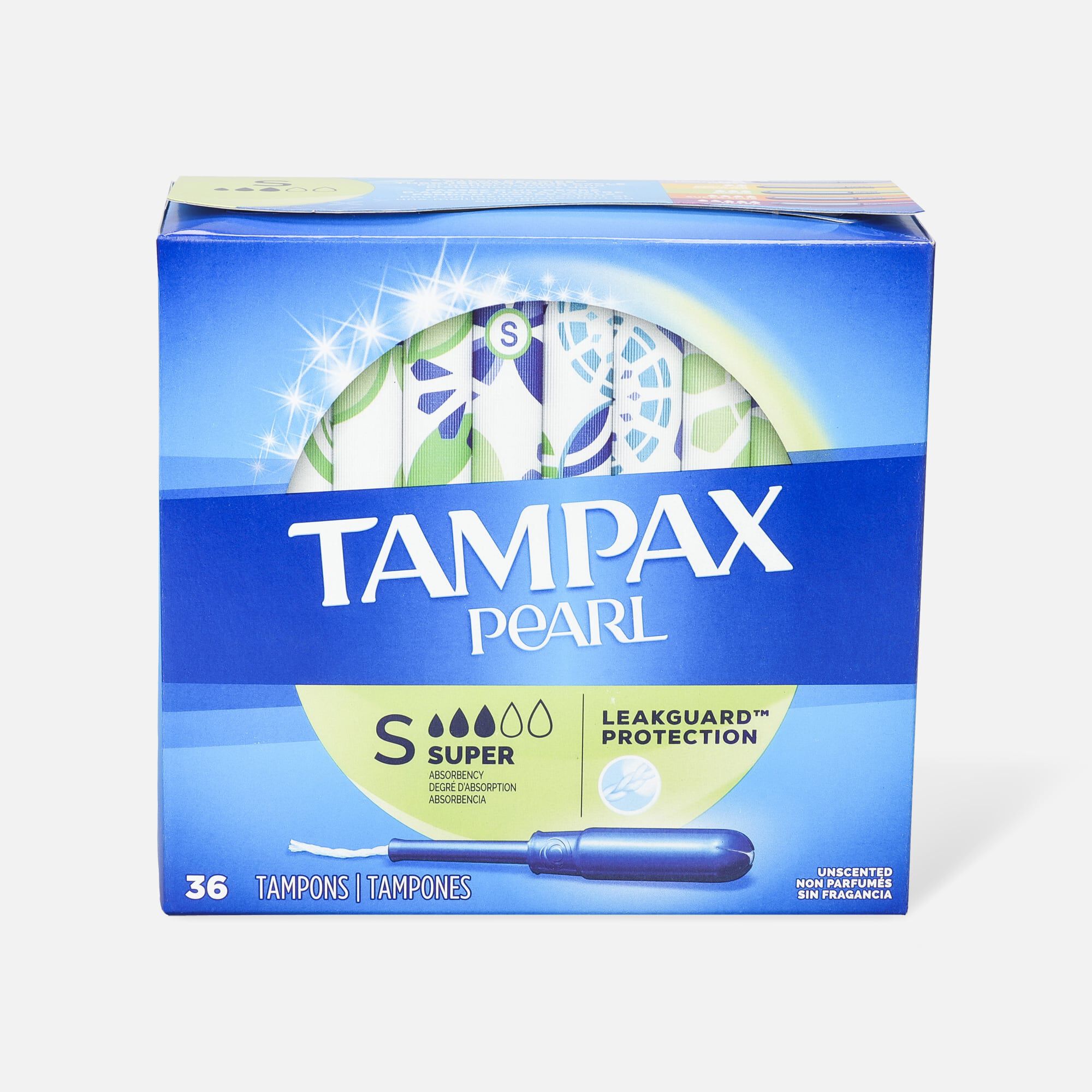 Tampax Pearl Tampons with BPA-Free Plastic Applicator and LeakGuard Braid, Unscented, , large