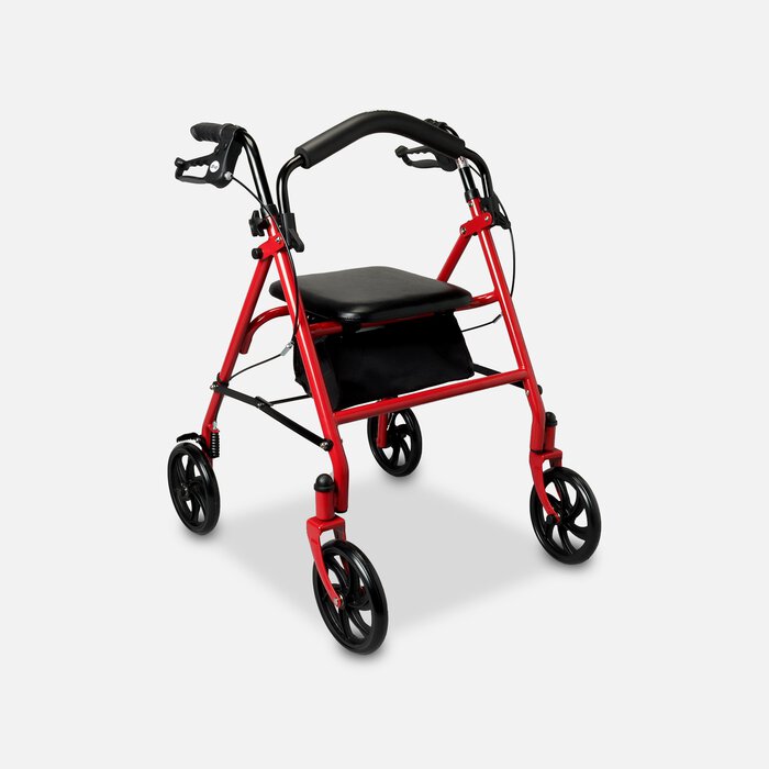 Drive Aluminum Rollator with Fold Up and Removable Back Support, 7" Casters, Red, , large