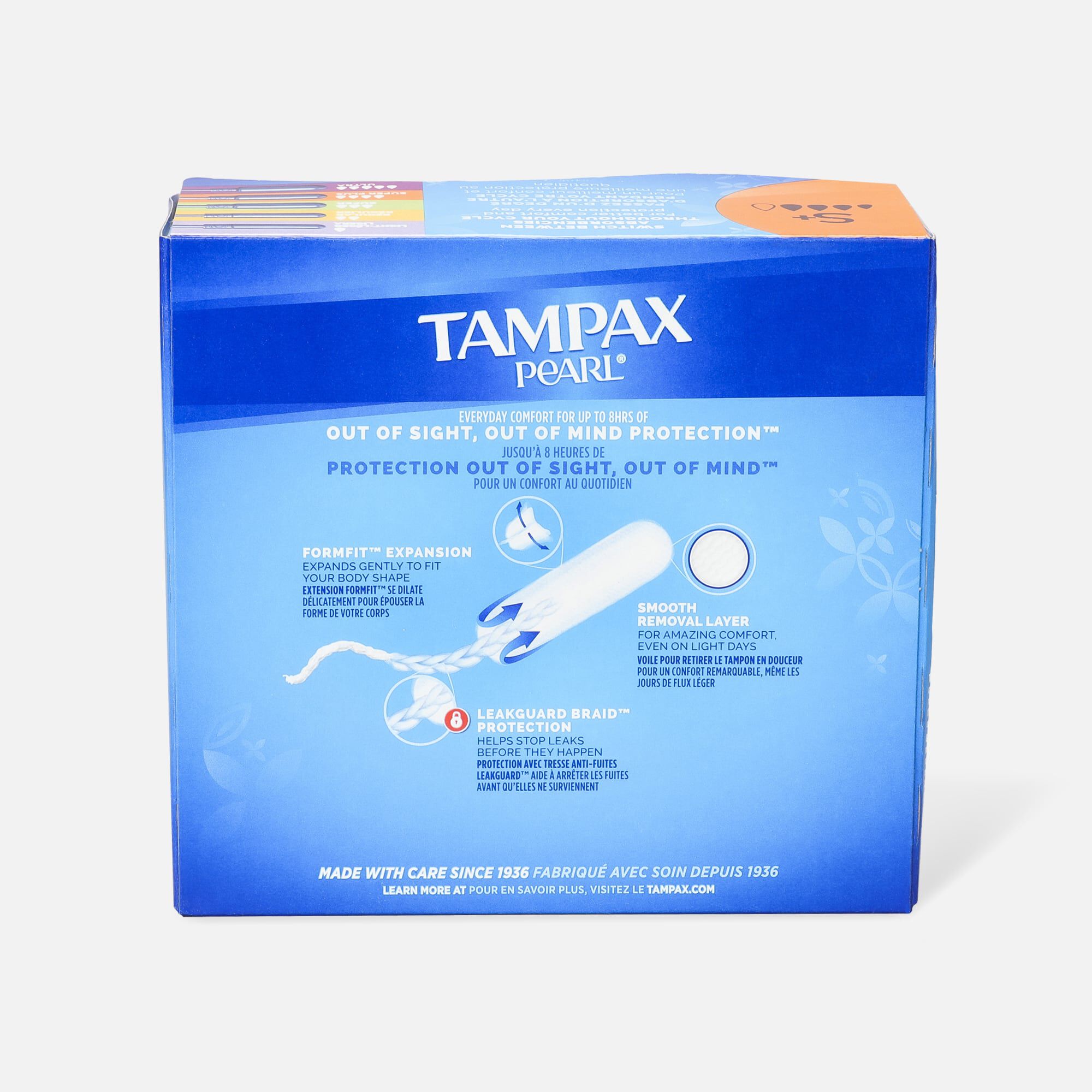 Tampax Pearl Tampons with BPA-Free Plastic Applicator and LeakGuard Braid, Unscented, , large