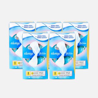 Always Infinity FlexFoam Pads for Women Size 1 Regular Absorbency, with Wings Unscented, 36 ct. (5-Pack)