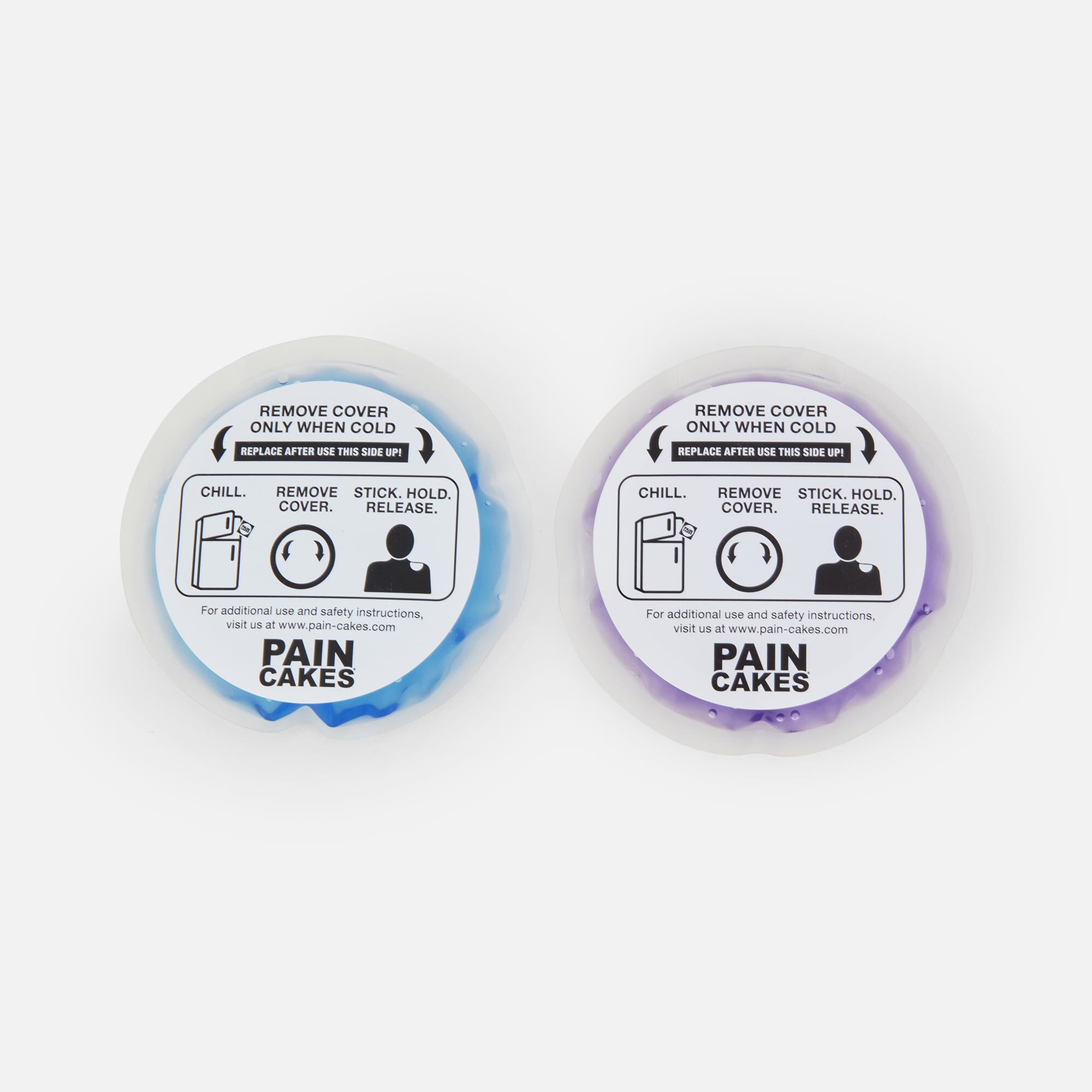 PAINCAKES Mini Cold Packs, 2.88"D , Blue & Purple, 2 ct., , large