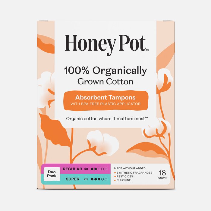 The Honey Pot Duo Pack Organic Cotton BPA Free Applicator Tampon, 18 ct., , large