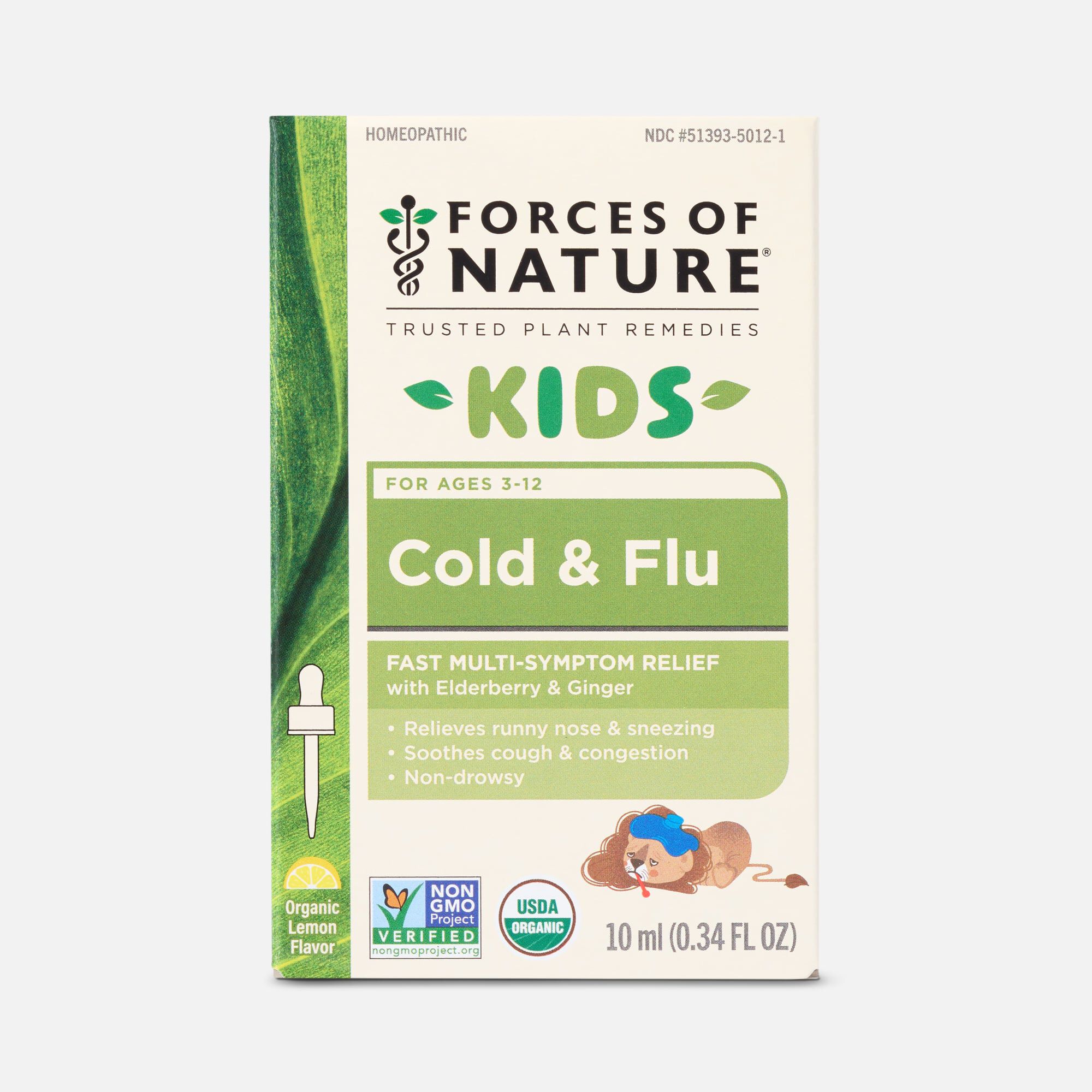 Forces of Nature Cold & Flu for Kids Sublingual Drops, Lemon, 10ml, , large