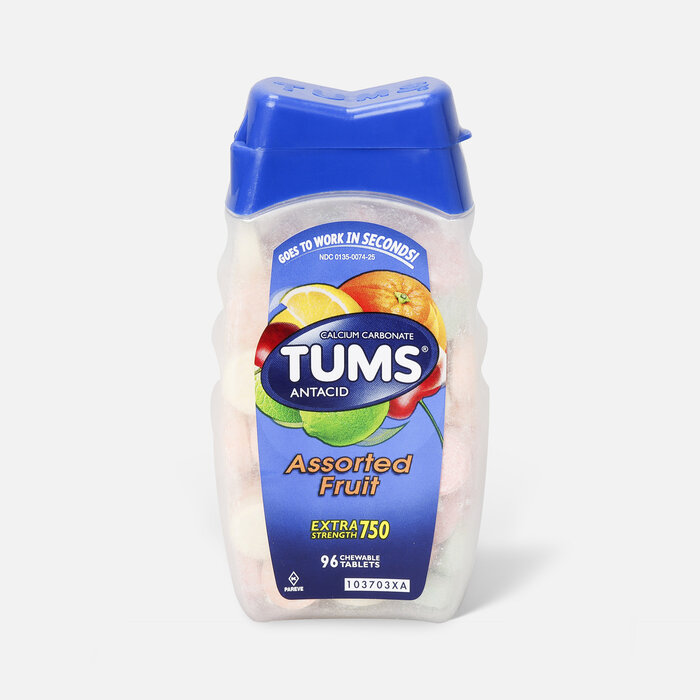 TUMS Extra Strength Assorted Fruit Antacid Chewable Tablets for Heartburn Relief, 96 ct., , large