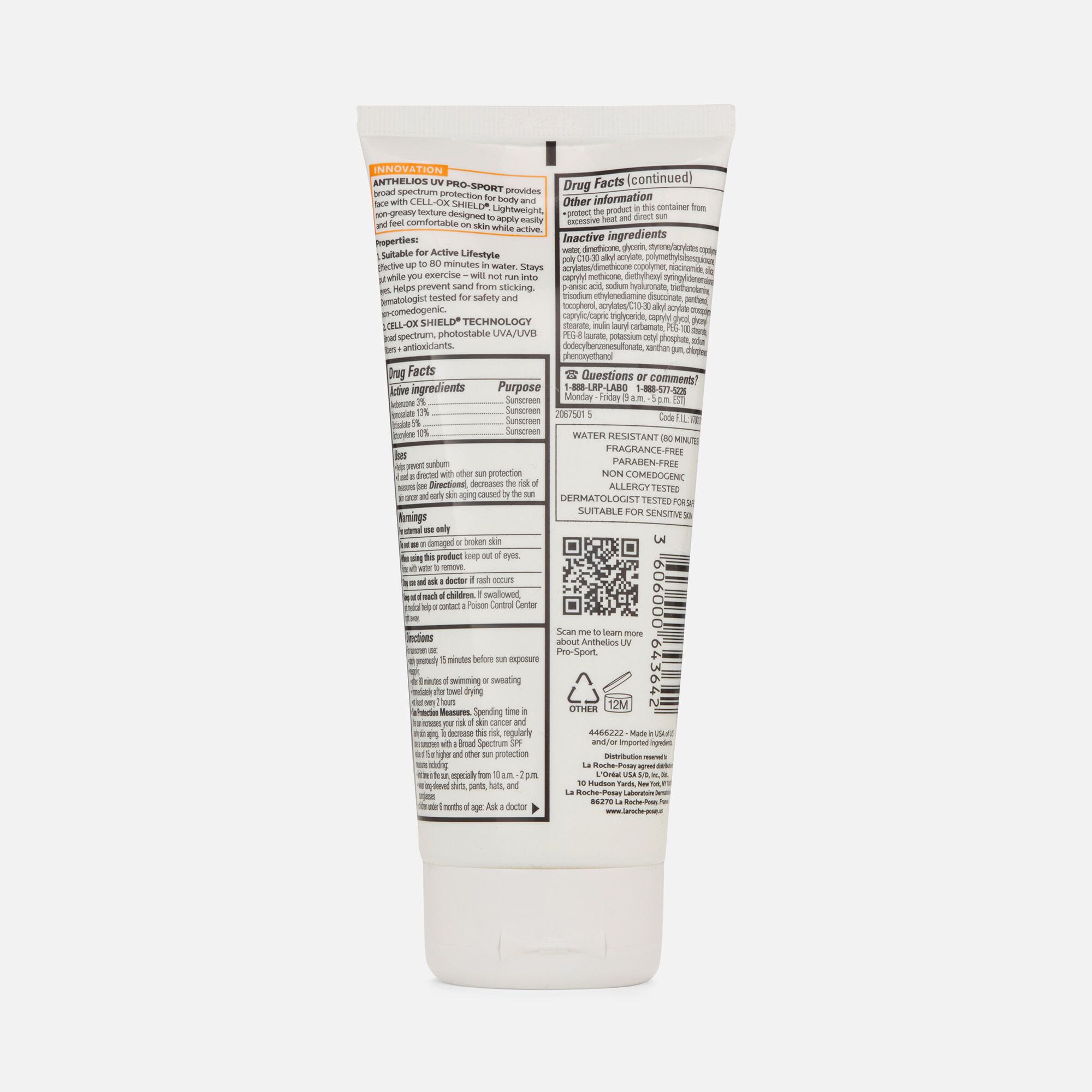La Roche-Posay Anthelios UV Pro- Sport Sunscreen, SPF 50, 6.7 oz., , large