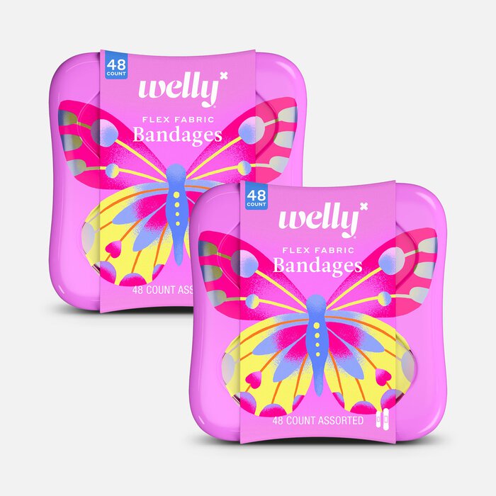 Welly Bravery Badges Butterfly Assorted Flex Fabric Bandages - 48 ct. (2-Pack), , large