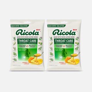 Ricola Max Throat Care Dual Action Cough Drops, Honey Lemon, 34 ct. (2-Pack)