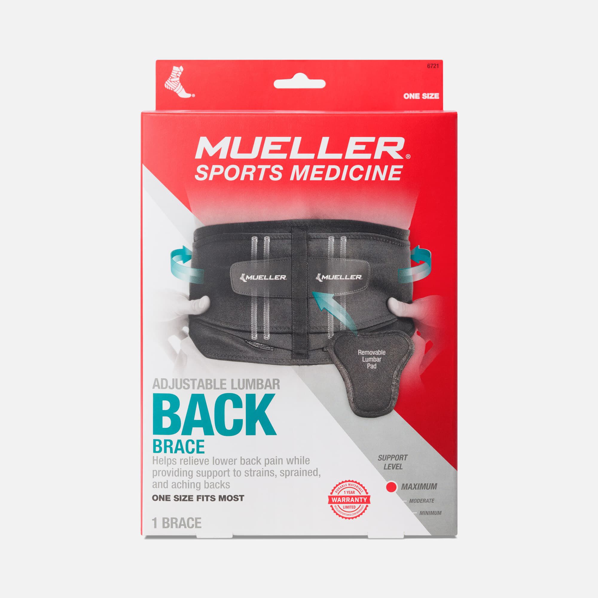 Mueller® Lumbar Back Brace with Removable Pad, Regular (28”–50” waist)